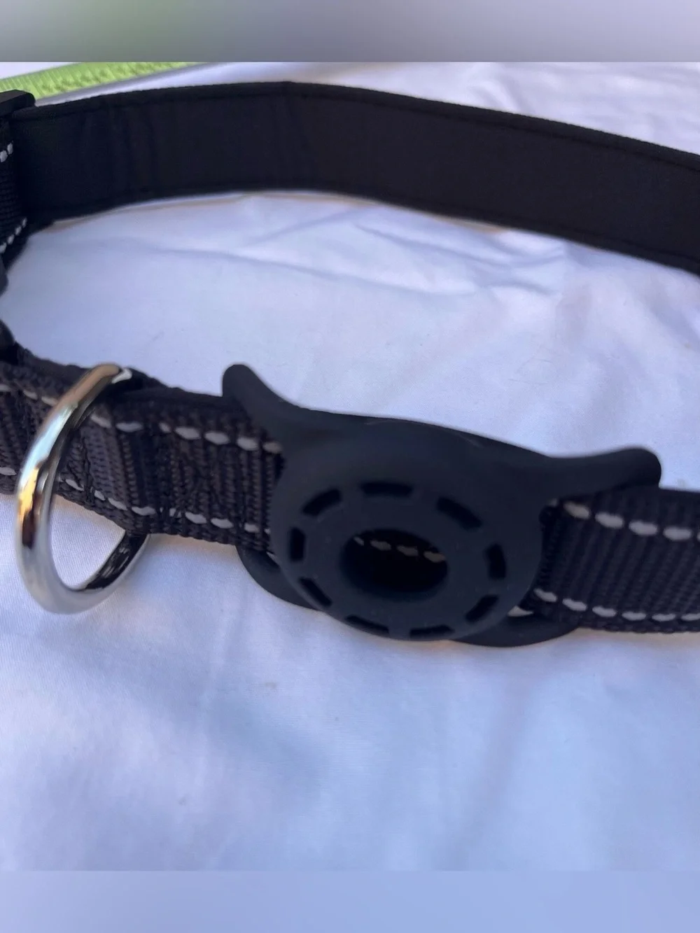 Reflective Dog Collar with Air Tag Holder. Neoprene Padded Lining, Quick Release